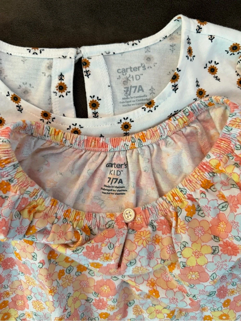 Set of (2) Carter's Floral Tops Daisies and Sunflowers